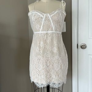 White lace mini dress from Revolve